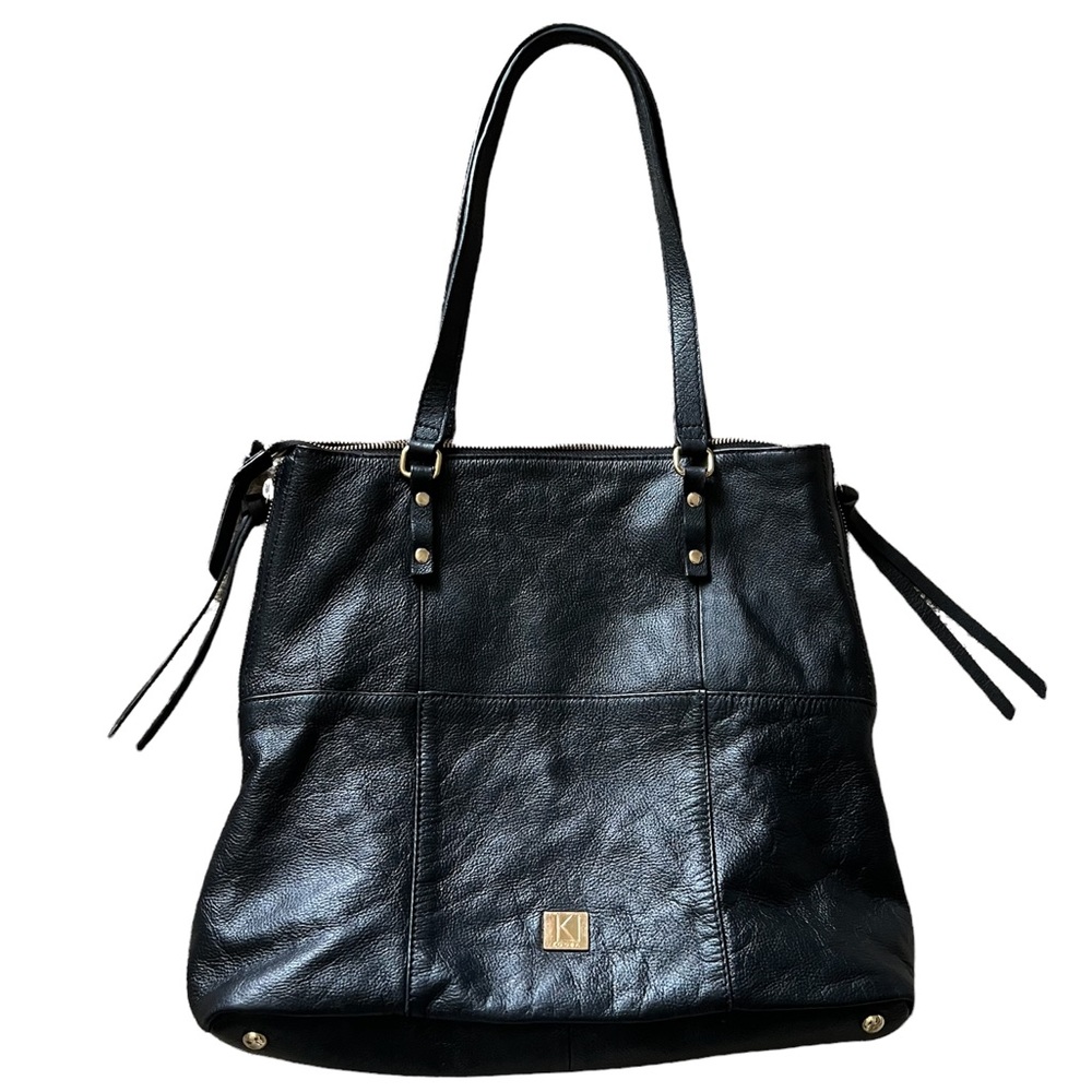 Kooba Everette Leather Tote Handbag Black Medium